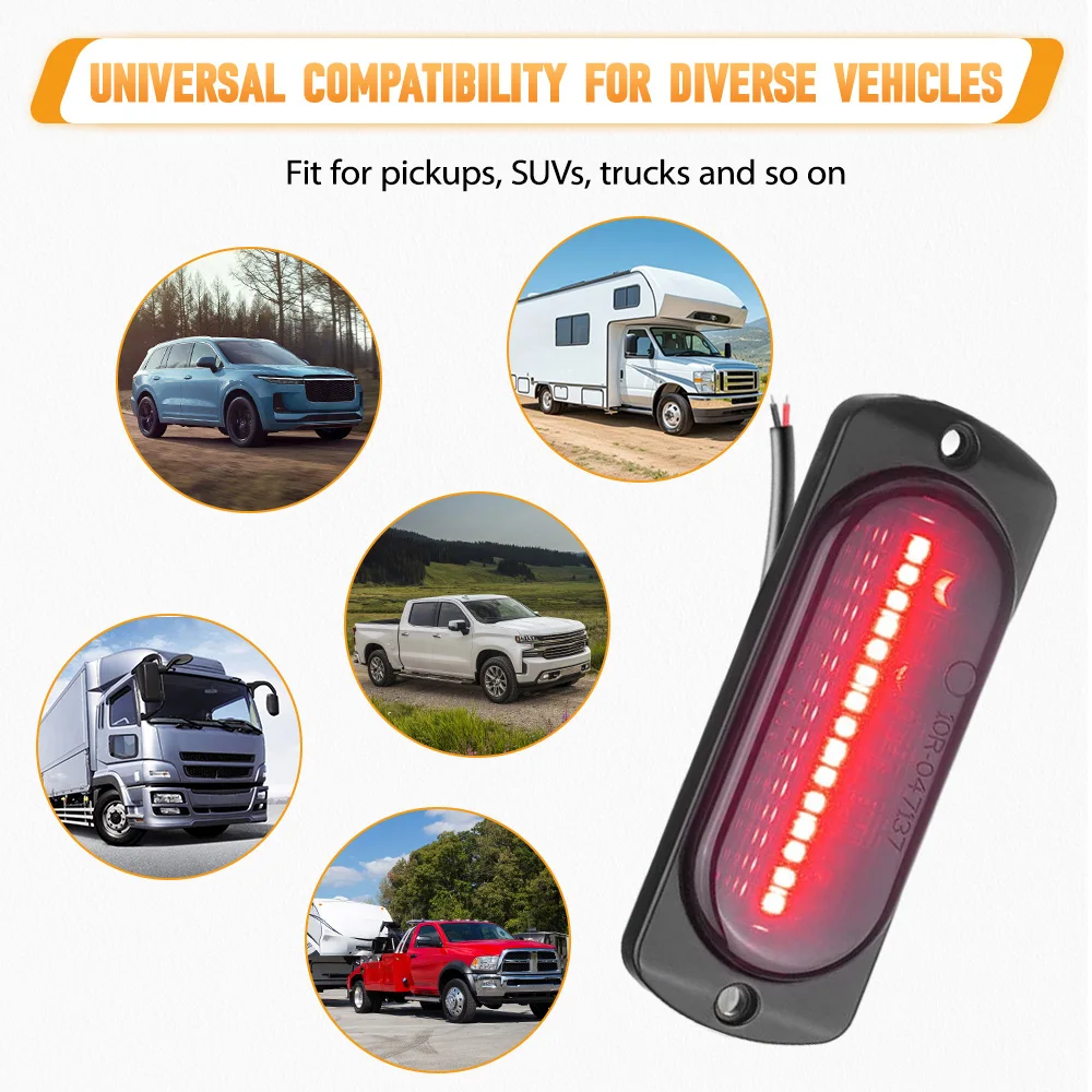 

2pcs Constant Red/Amber Light 15 LED Side Marker Light Universal For trucks SUVs lorries RVs boats trailers 12V-24V lighting