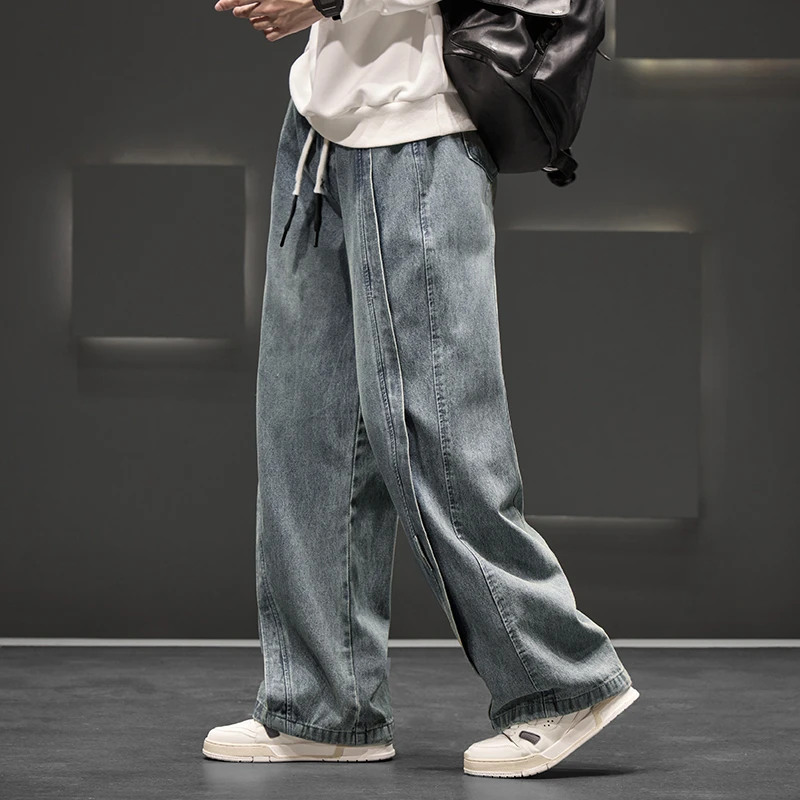 Autumn New Wide Leg Washing Jean Pants Men Trousers Neutral Loose Casual Street Fashion Oversized Jeans Outdoor Fashion Pants