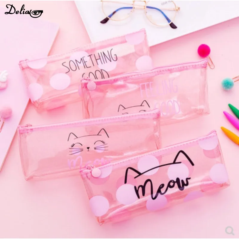 Cute Kawaii Pink Cat Pencil Case School Supplies Girl Glasses Case Gift Fashion Glasses Bag