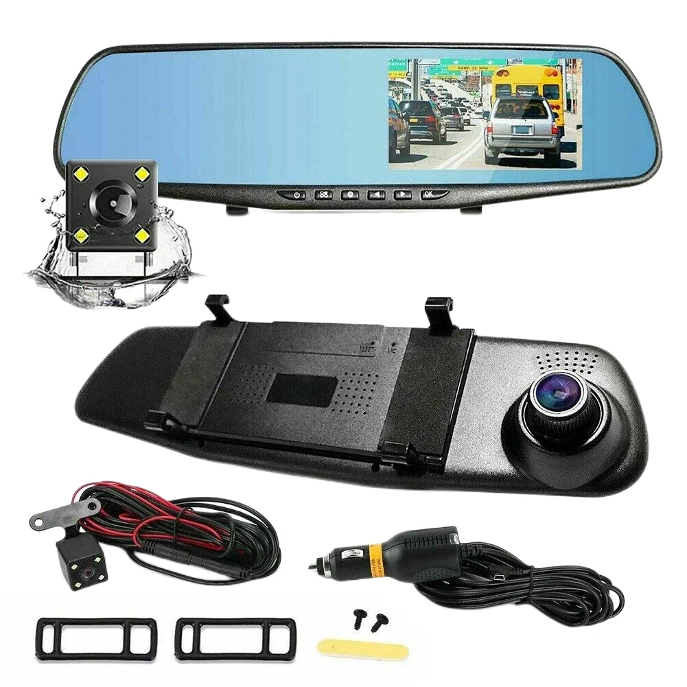 

4.3 Inch Driving Recorder Car DVR Dash Cam Front and Rear Camera Mirror DVR Black Box 170 Degree Wide Angle Car Video Recorder