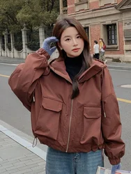 2024 Autumn and Winter Fashion New Warm Women's Thick Cotton Jacket with Plush Lining Hooded Long Sleeved Parka Casual Coat