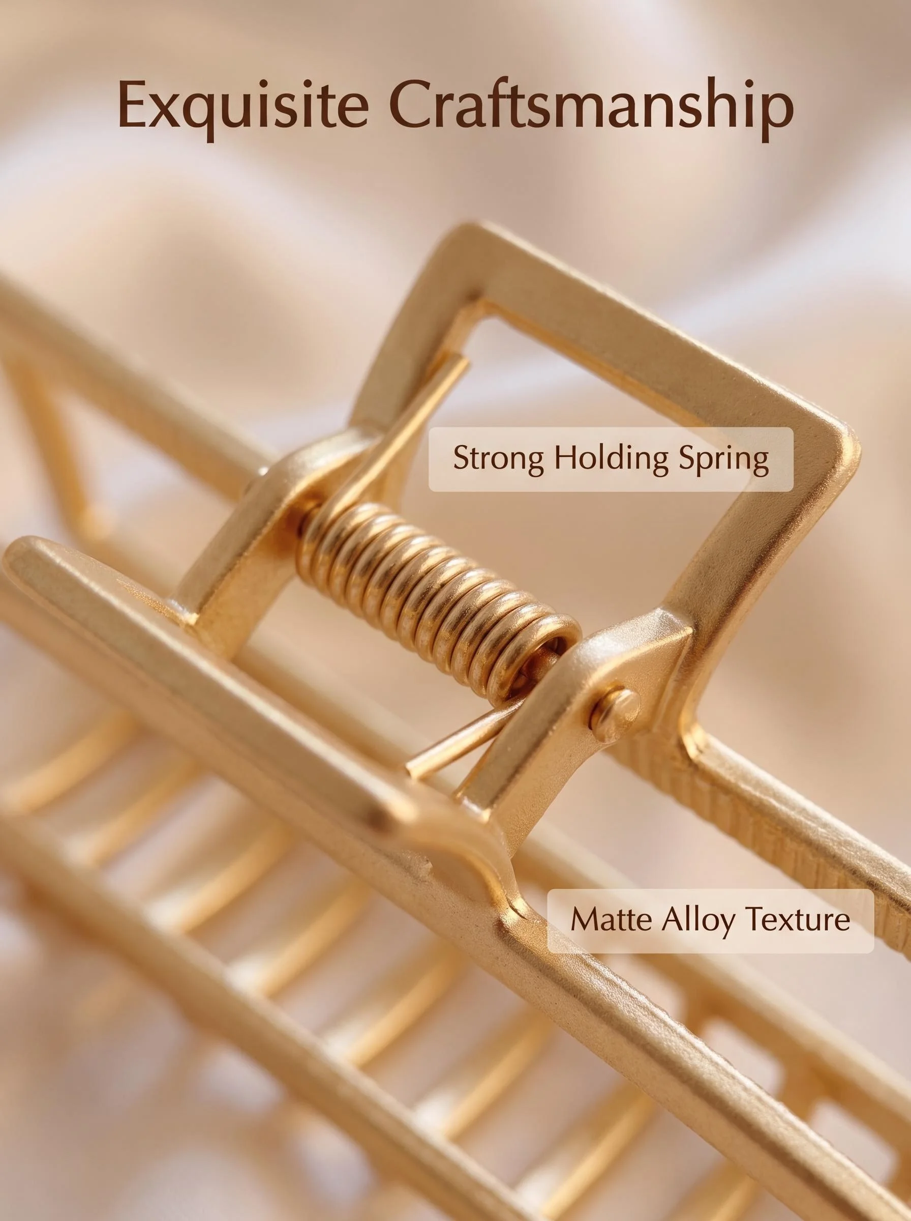 Women's Gold Metal Hair Claw Clip – Half-Moon Square Alloy Grab Clip, Elegant Fashion Headwear Accessory for Daily Makeup Bathin view 4