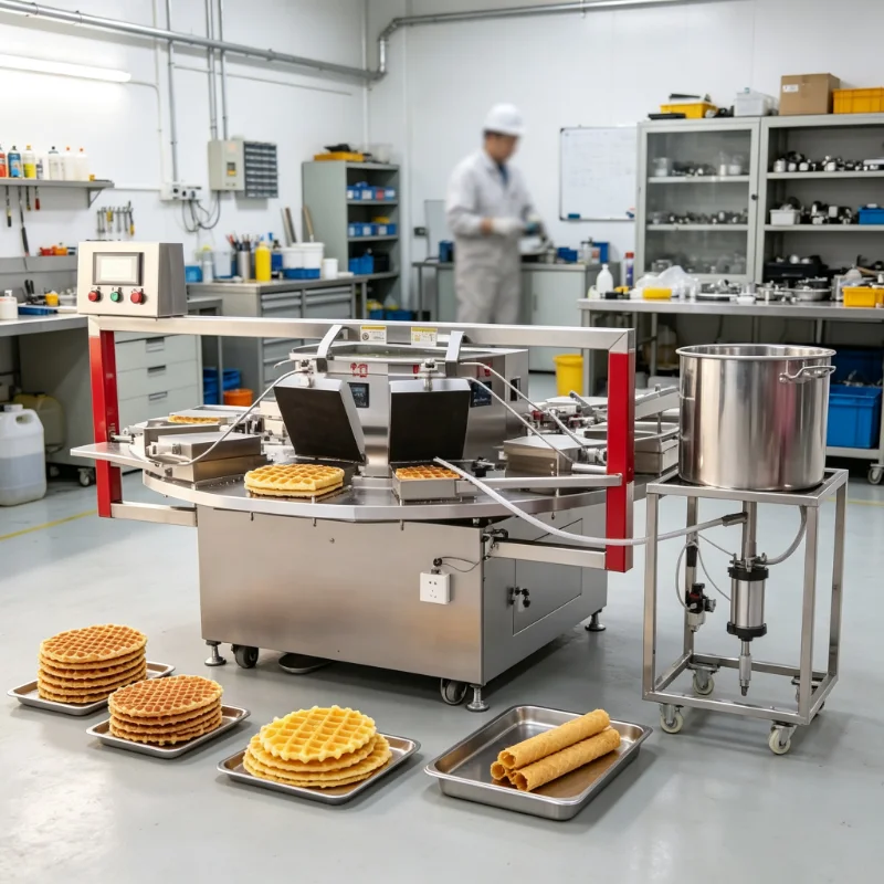 Commercial Snack Production Line Custom Multifunctional Crepe Machine for Crispy Waffle Egg Roll Ice Cream Cone