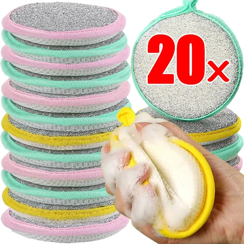 20/5pcs Dish Washing Sponge Double Side Scouring Pad Wipe Pot Pan Dish Washing Cleaning Brush Sponge Household Kitchen Tools