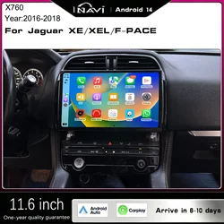 11.6 inch For 2016-2019 Jaguar XE/F-PACE/X760 Android 14 Retains Original Car OEM Menu Media Player Wireless Carplay RadioAUTO