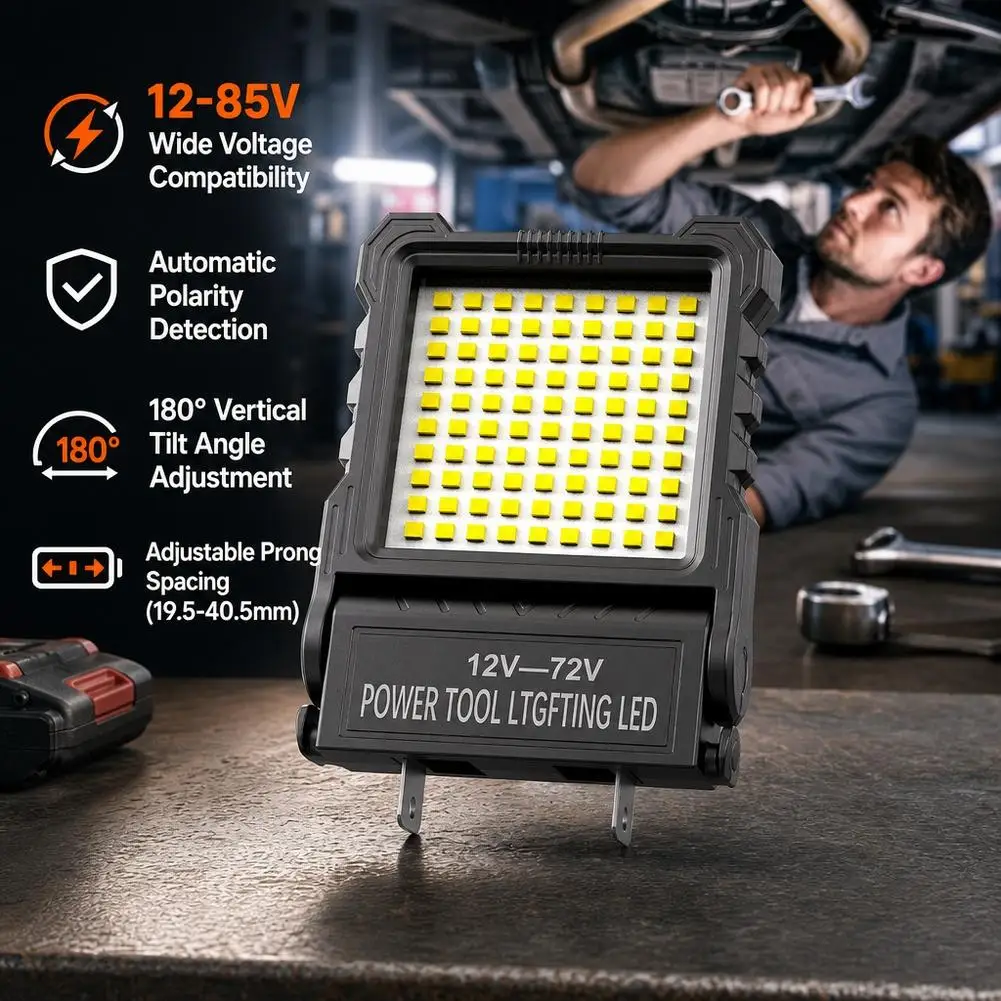 New Super Bright LED Work Light Portable Long-Lasting Strong Light Supply for Night Work Light 72V Li-ion Battery Power Tool
