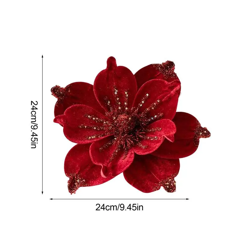Рождественские искусственные цветы магнолии Искусственные рождественские украшения магнолии с блестящими блестками Блестящие искусственные цветы магнолии