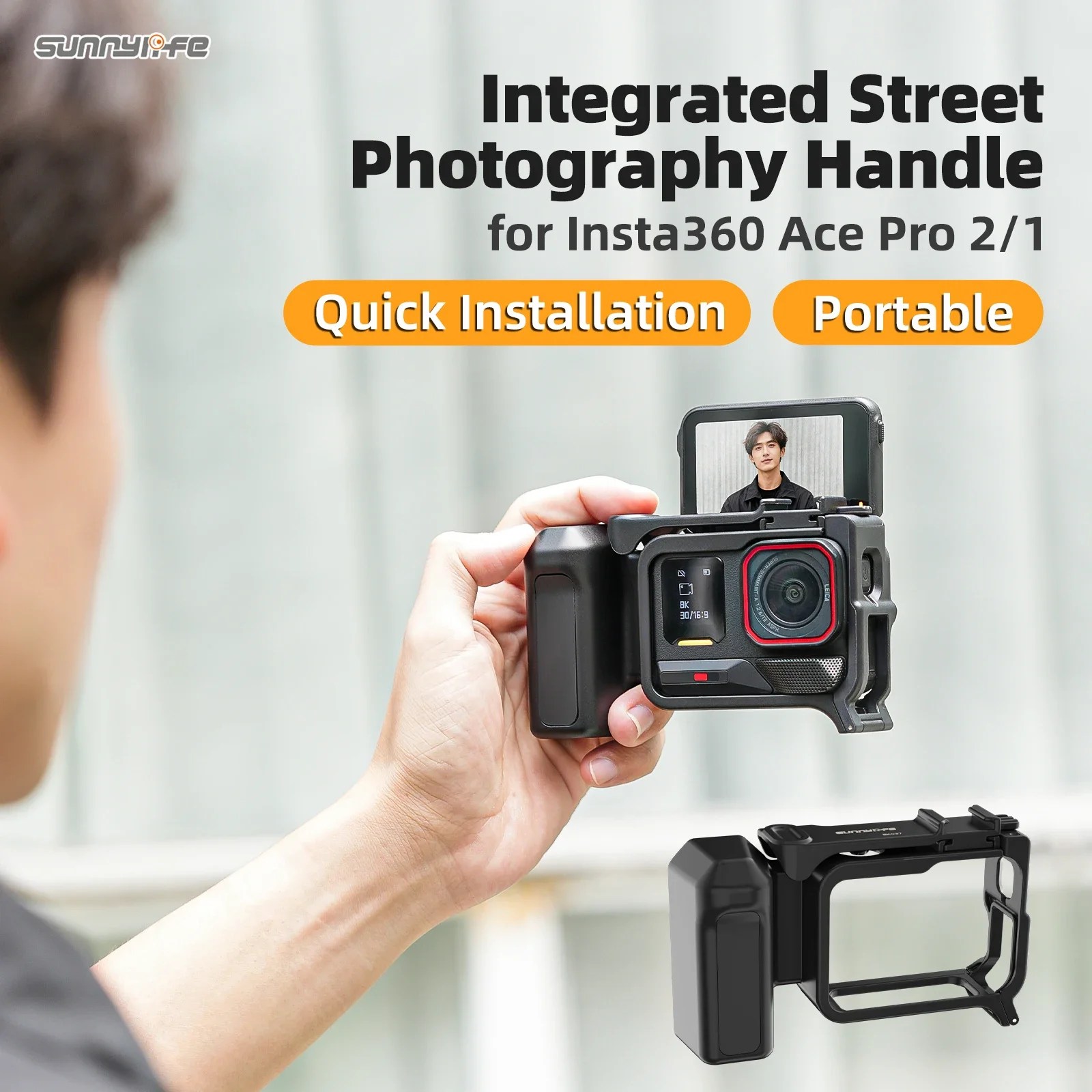 

Street Grip Vlog Holder Combo Camera Grip Holder For insta360 Ace Pro 2/1 Action Camera Grip Camera Accessories