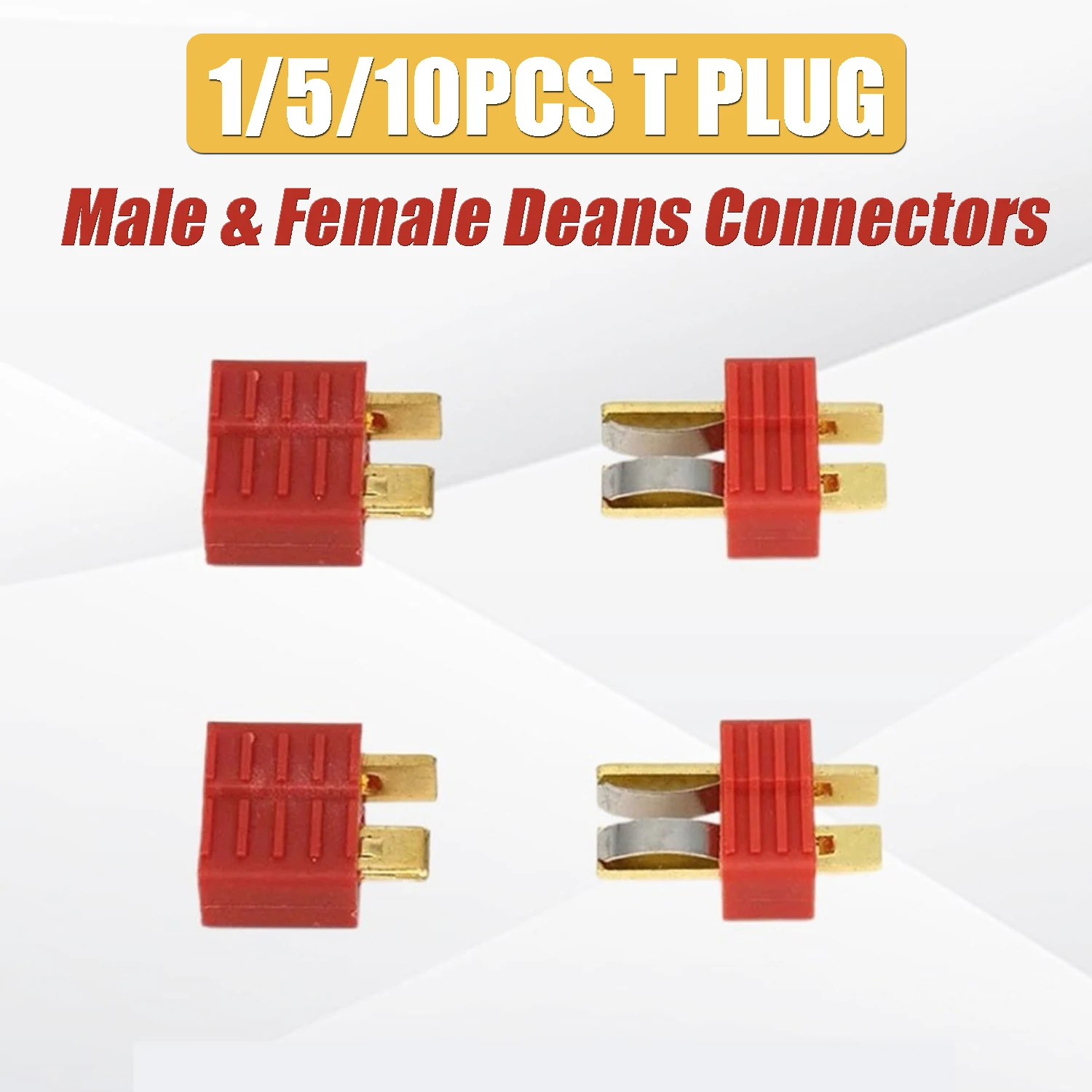 

1/5/10PCS T Plug Male & Female Deans Connectors Style Dustproof for RC Lithium Polymer Batteries Helicopter Airplane Spare Parts