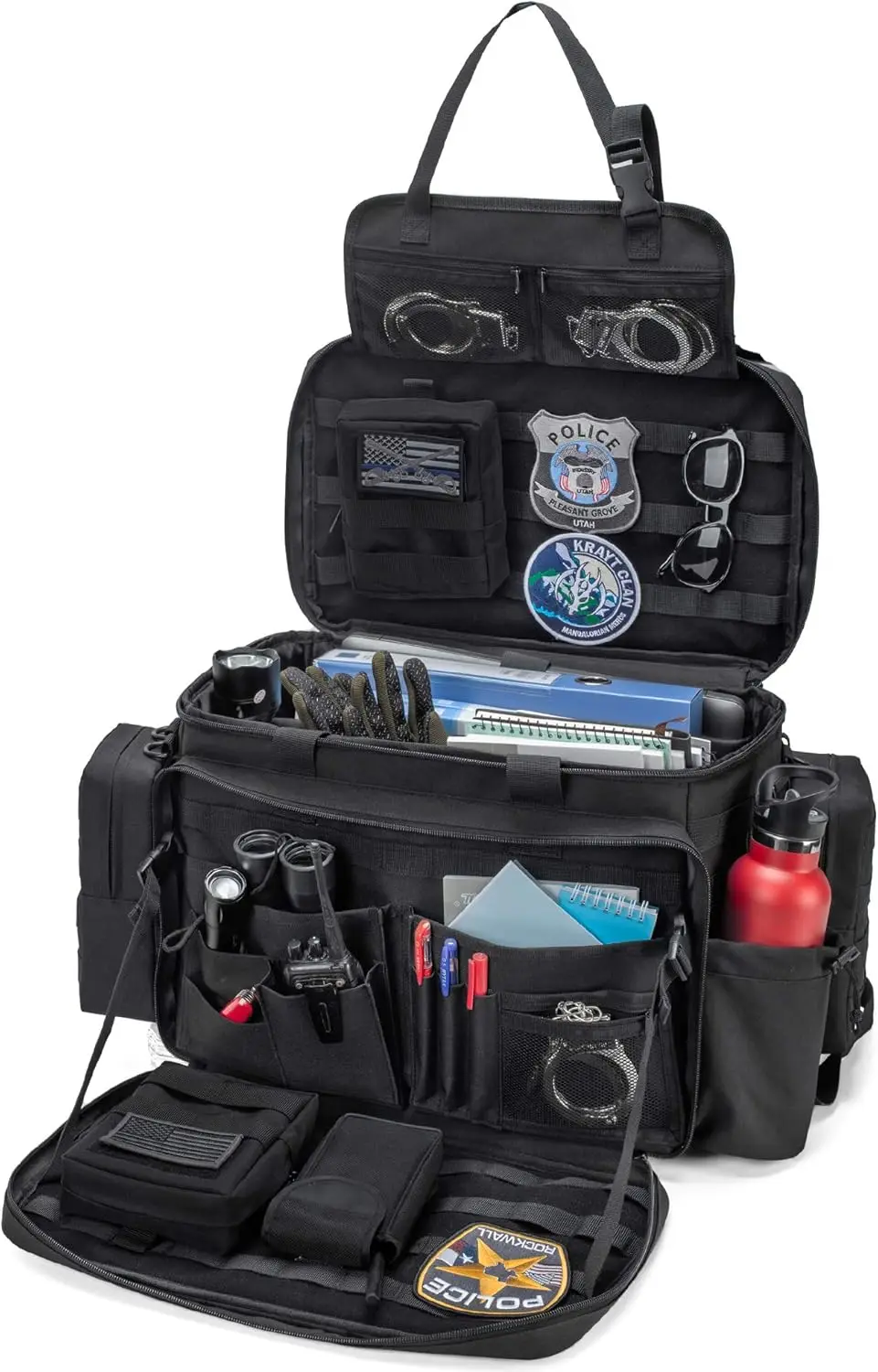 

Police Duty Bag with Laptop Sleeve, Cup Holders & MOLLE for Car Seat Organizer - Fits 15.6" Devices