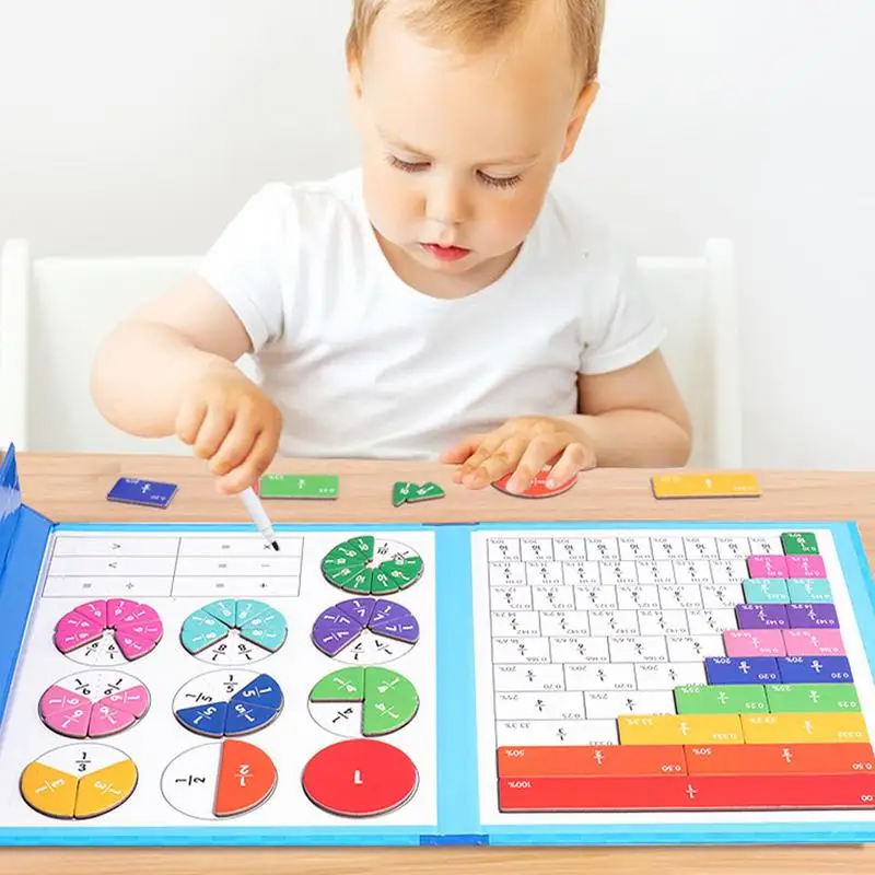 Magnetic Book Fraction Puzzle Math Educational Fraction Tiles Set Montessori Math Magnets Fraction Tiles For Children In