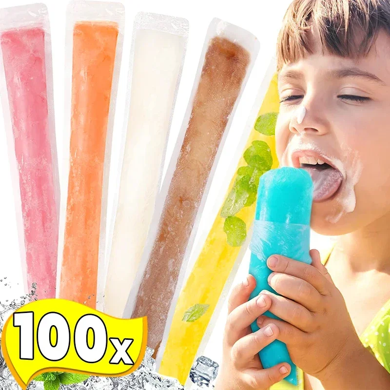 

Disposable Convenient Ice Popsicle Bags for DIY Ice Cream Pops Fruit Juice Yogurt Mold Bag with Zipper Seal Packaging Bags