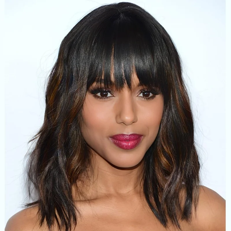 

Парижский шикарный парик Боб — легкие волнистые короткие волосы с челкой с лицевой отделкой для повседневной элегантности