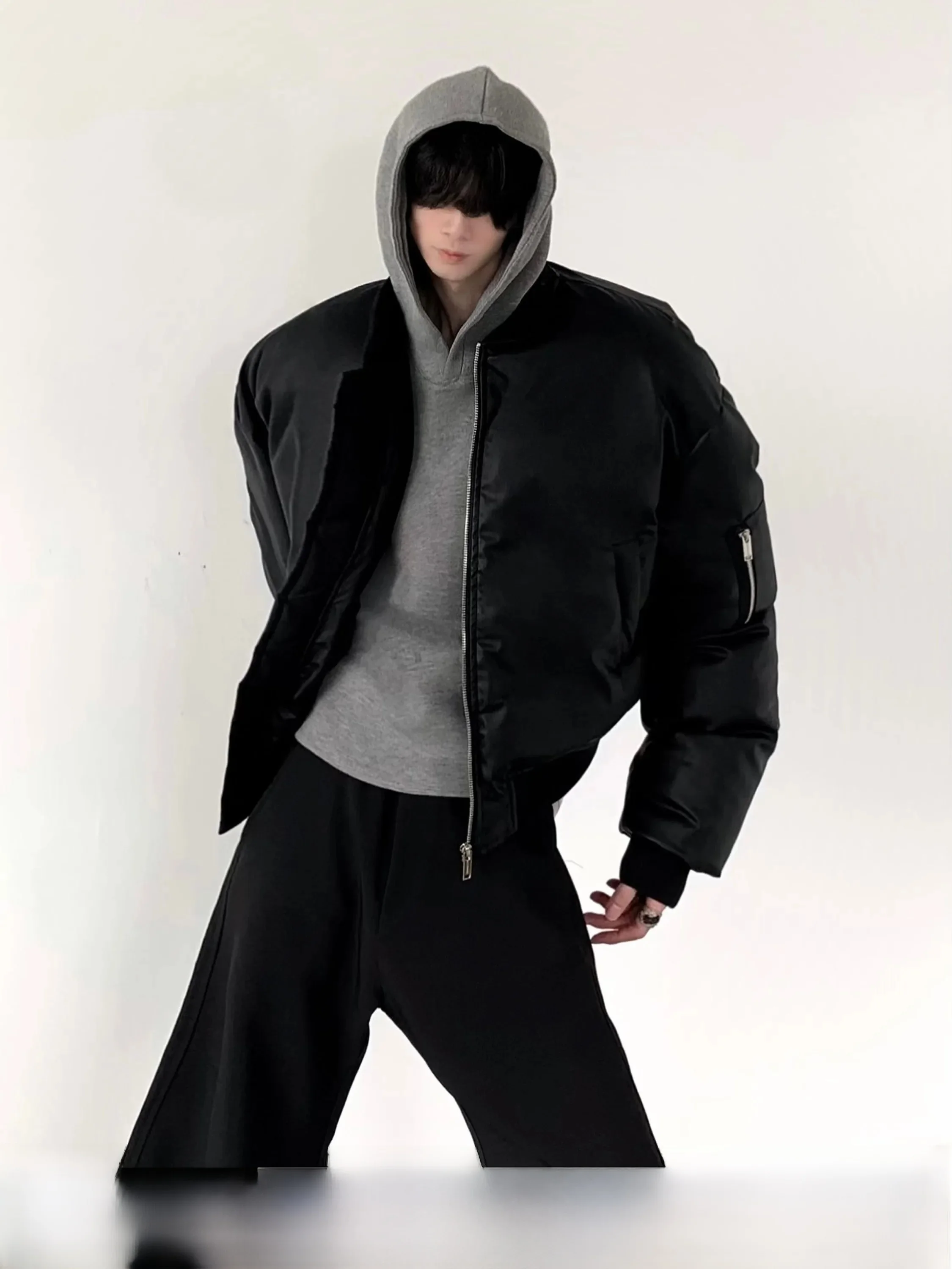 Thickened Black PU Leather Bomber Jacket Men's Winter Coat Cotton Flight Jacket Baseball Style Youth Casual Fashion Coat