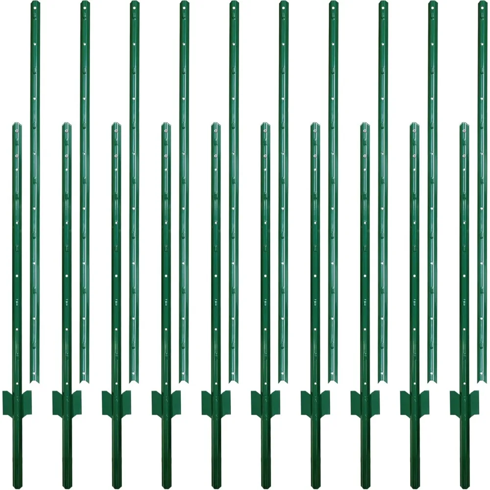 

Durable Metal Garden Fence Posts, 7 Feet Tall, Pack of 10, Easy Assembly, No-Dig U-Shaped Wire Fencing Poles