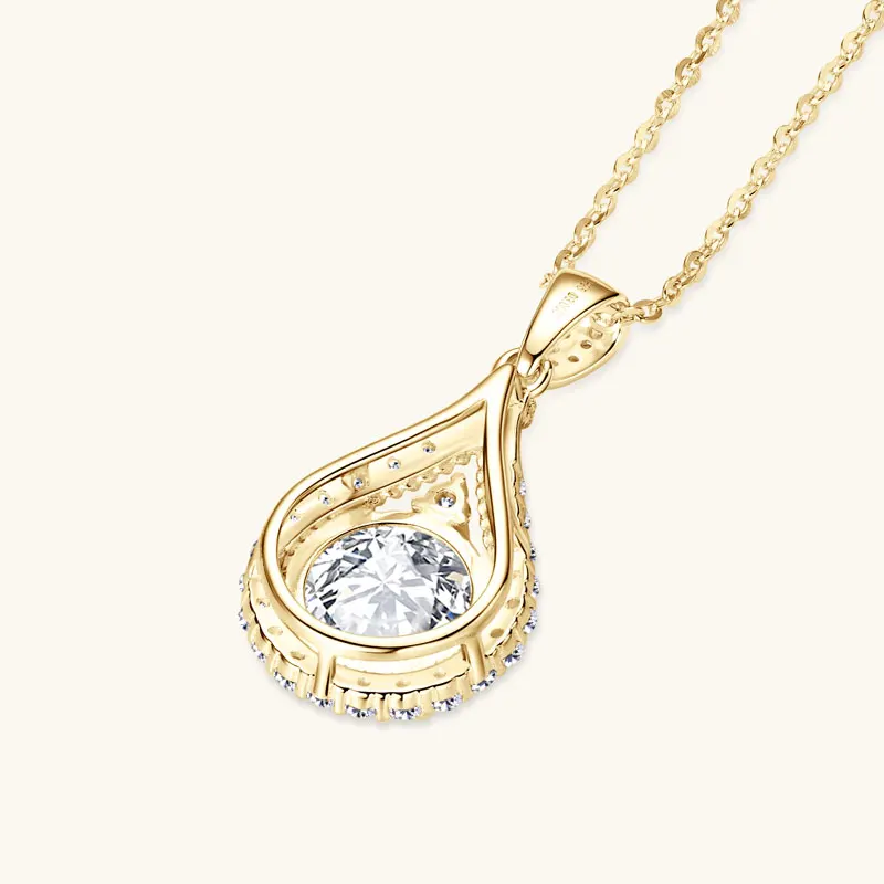 OXTAO 6.5mm 1ct D Color Moissanite Jewelry Sets for Women Real 925 Sliver Water Drop Pendant Necklace&Earrings Wedding Gift view 6