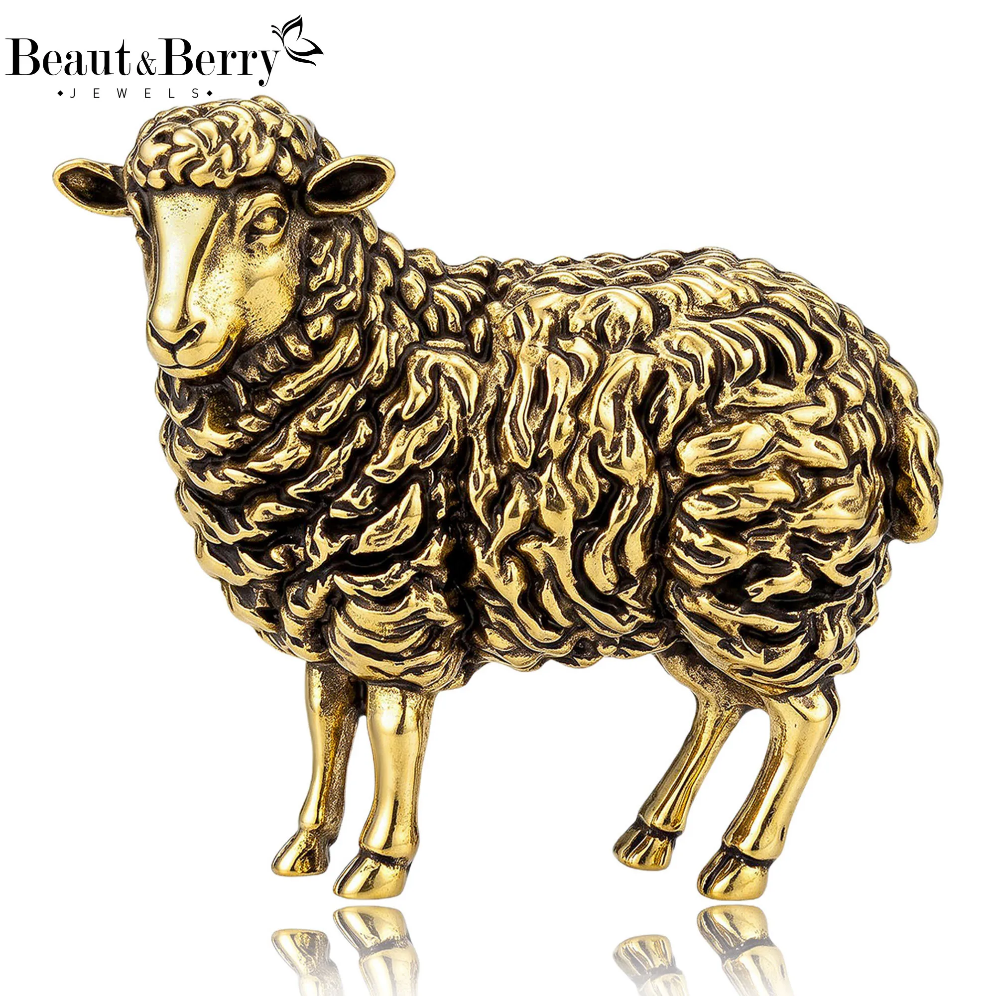 Beaut&Berry Vintage Metal Zodiac Goat Brooches for Women Unisex Animal Pins Casual Party Jewelry Accessories Gifts Decoration