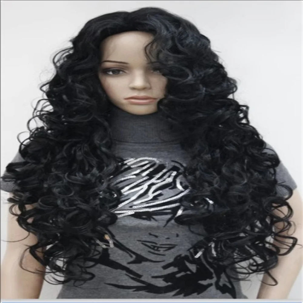 Cosplay wig in 3 colors, with a long curly wig in the middle, European and American wig