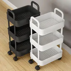 3 Layer Mobile Rolling Utility Cart Free Standing Organizer Trolley with Wheels for Kitchen Bedroom Bathroom Living Room