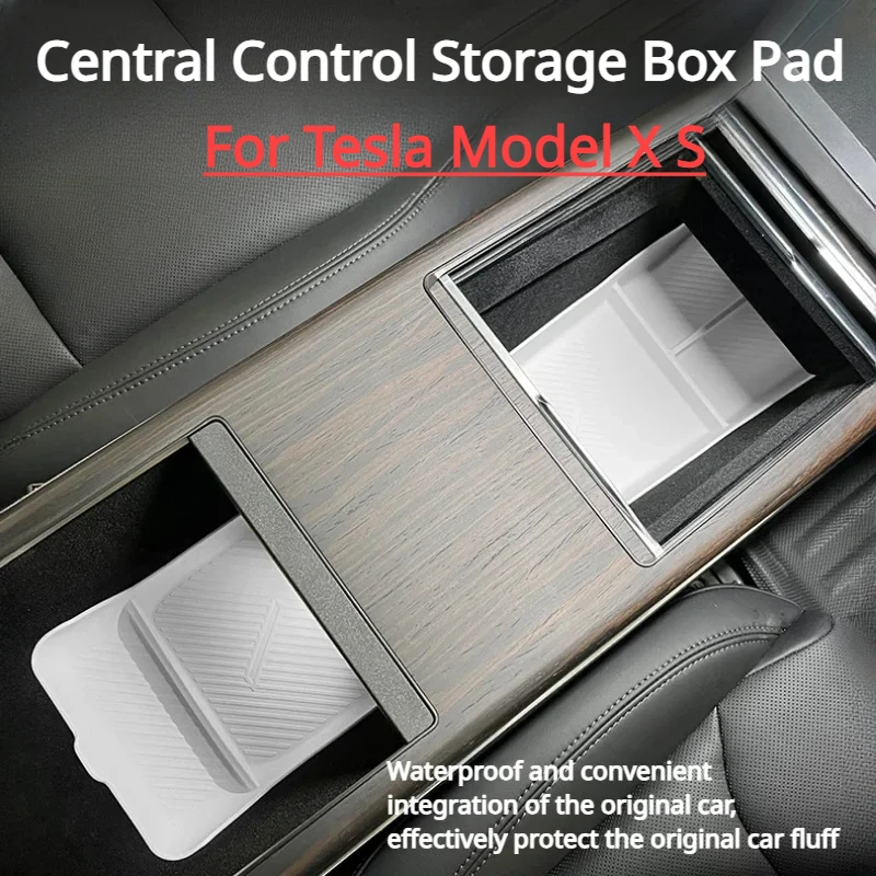 

For Tesla Model X S Central Control Storage Box Silicone Cushion Waterproof Tissue Storage Box Pad Car Interior Accessories 2023