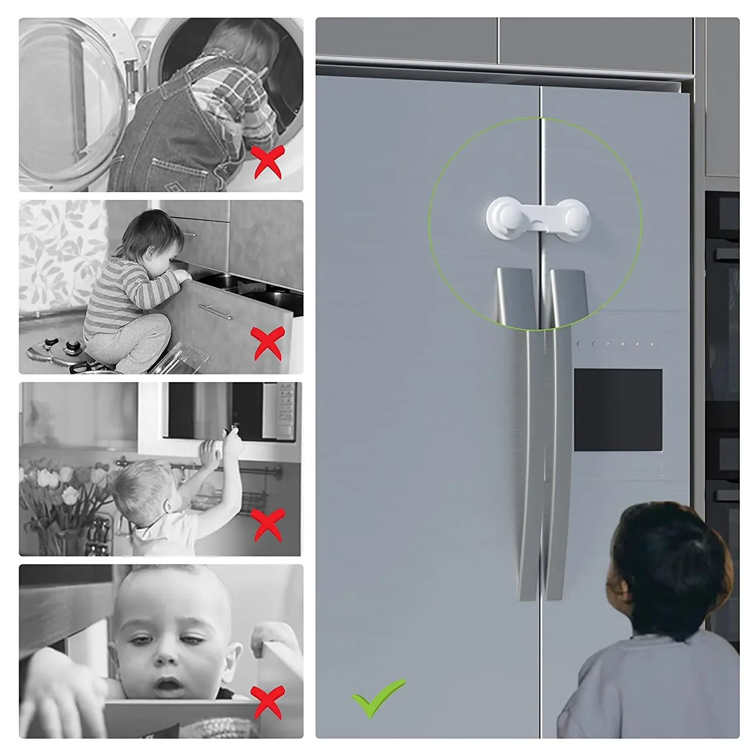 5pcs Children Security Protector Baby Care Multi-function Child Baby Safety Lock Cupboard Cabinet Door Drawer Safety Locks