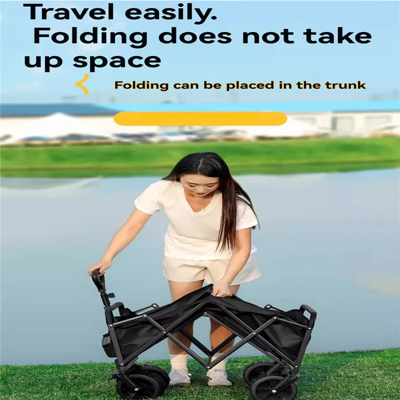 مركبة تخييم مريحة في الهواء الطلق مع عجلات سهلة وسهولة للطرق الوعرة، وكشك مركبة للتخييم، وعربة التسوق، وعربة قابلة للطي #3