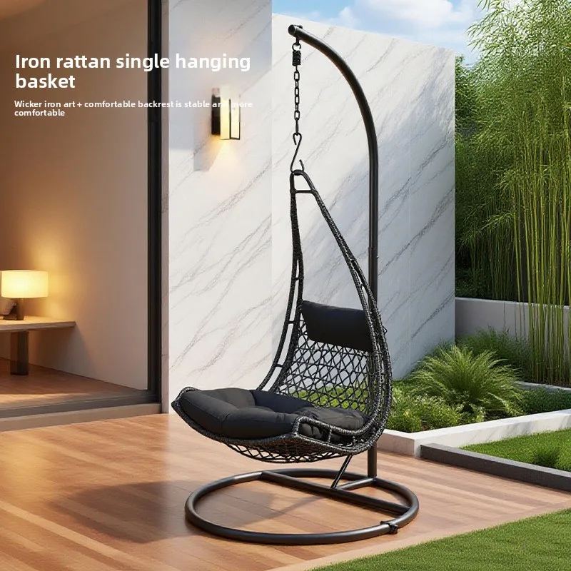 Outdoor outdoor furniture, balcony courtyard garden terrace rattan single nest hanging basket swing rocking chair, cradle