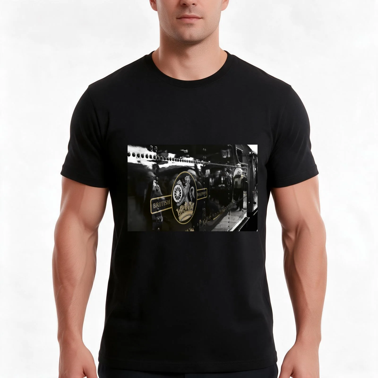 classic BR logo in near monocrome T-Shirt, Summer Casual Cotton Tee, Oversized Streetwear Tops, Vintage Graphic Print