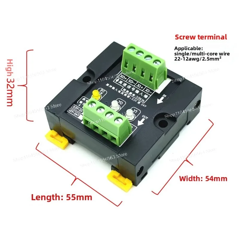PLC High-speed Pulse PWM Signal Isolation Modules, Optocoupler Isolated, 3.3V/5V/12V/24V Wide Voltage Compatible