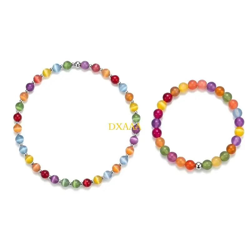 DXAA UV Reactive Candy Color Resin Clavicle Necklace And Bracelet Bangle Set Stylish Aesthetic Jewelry For Teens