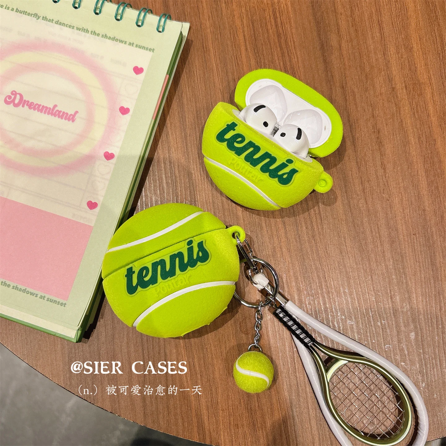 

3D Tennis Case for Apple Airpods 4 3 2 1 Protect Cover for Airpods Pro2 Generation Shell Lovely Decorate Pendant Nice Touch