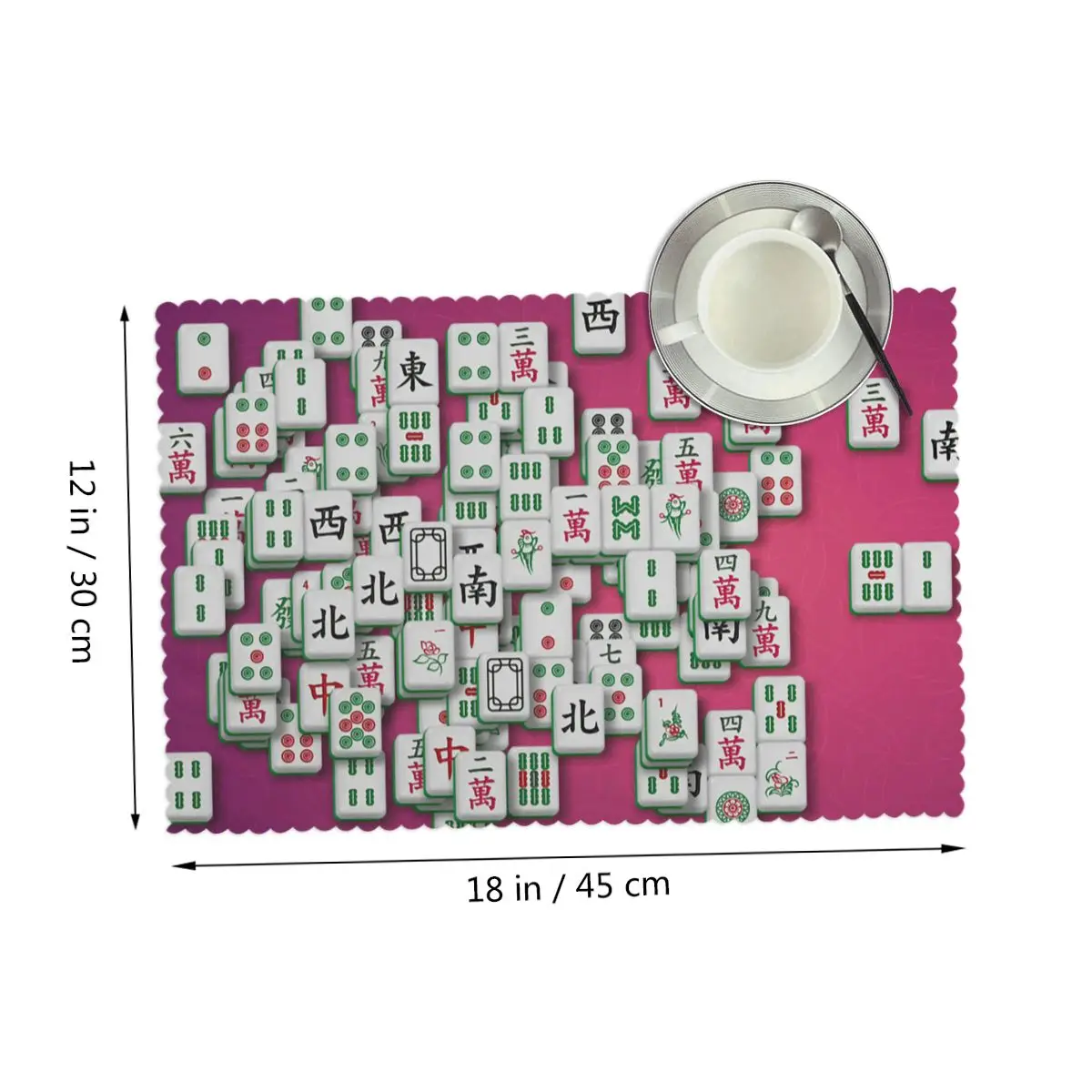Mahjong Tile Pattern Placemat Washable Plate Mat for Dining Table Bowl Coaster Super Absorbent Mats