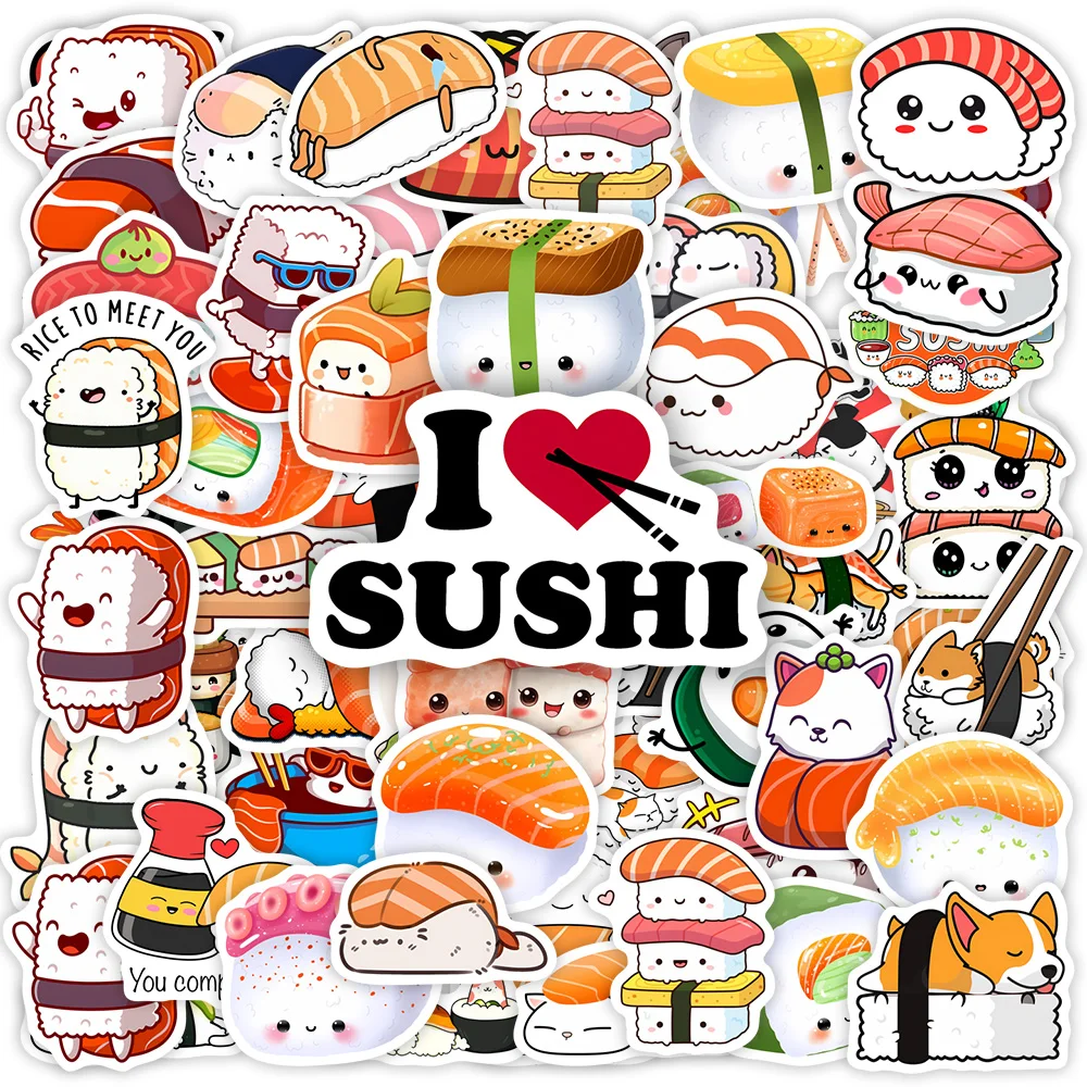 

Kawaii Cute Cartoon Sushi Stickers DIY Kids Toy Gift Decal for Phones Laptops Bottles Scrapbooking Luggage Decorative Waterproof