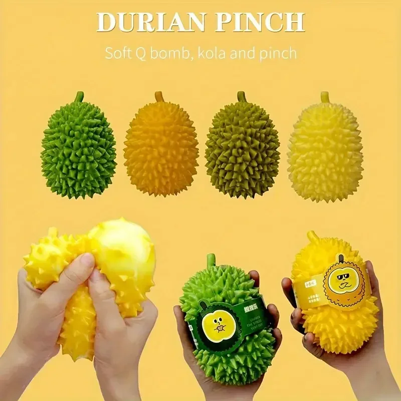 Soft Durian Squishy Stress Balls Squeeze Toys Stretchy Fruit Stress Relief Squeeze Ball Squishy Fidget Toy for Adults Kids