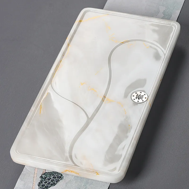 Drainage Ceremony Tea Tray Serving Decorative Marble Luxury Japanese Tea Tray Hospitality Japanese Bandejas Home Decorationgs