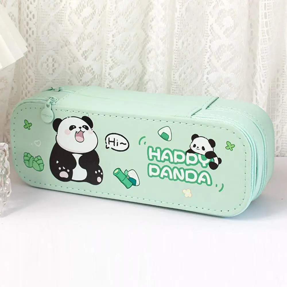 حقيبة أقلام رصاص مزدوجة الطبقة للأطفال ، سعة كبيرة ، كابيبارا باندا ، رائد فضاء ، منظم قرطاسية ، متعدد الوظائف
