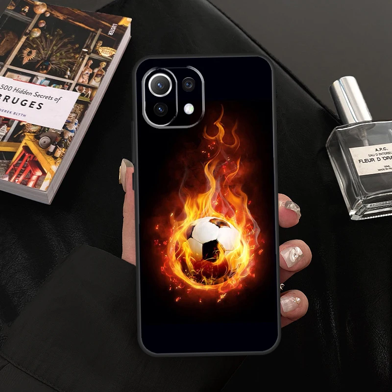 Fire Football Soccer Ball For Xiaomi 13 12 Lite 12X 11T 12T Pro Phone Case For POCO F5 Pro X3 X5 X4 F4 GT C40 M5s F3