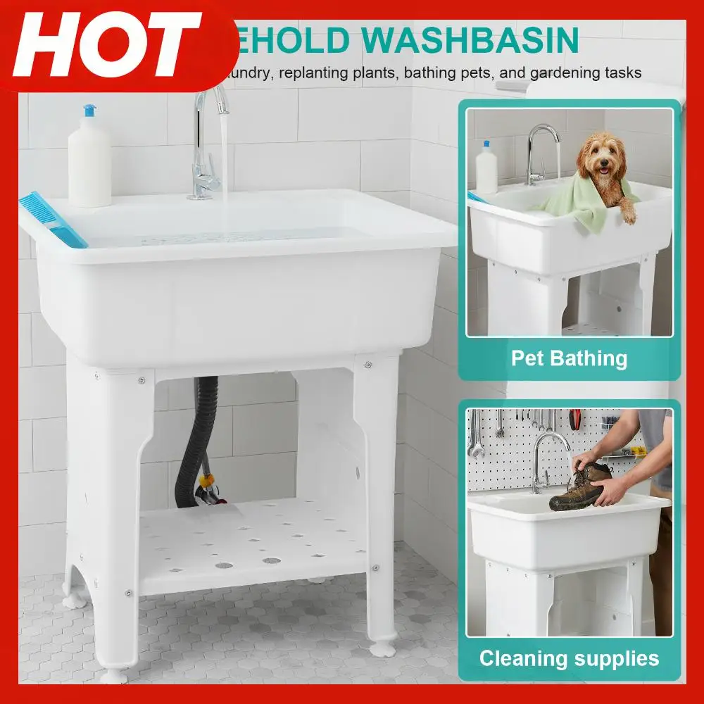 

Отдельностоящая хозяйственная раковина с ребристой доской для стирки и смесителем, напольная, съемная, для комнаты, подвала, гаража