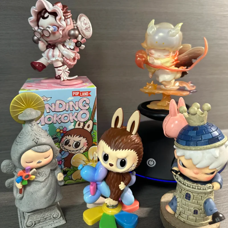 Finding Mokoko Series Blind Box Skullpanda Dimoo Molly Labubu Hirono Crybaby Hacipupu Mokoko Anime Figure Model Doll Toy Desktop