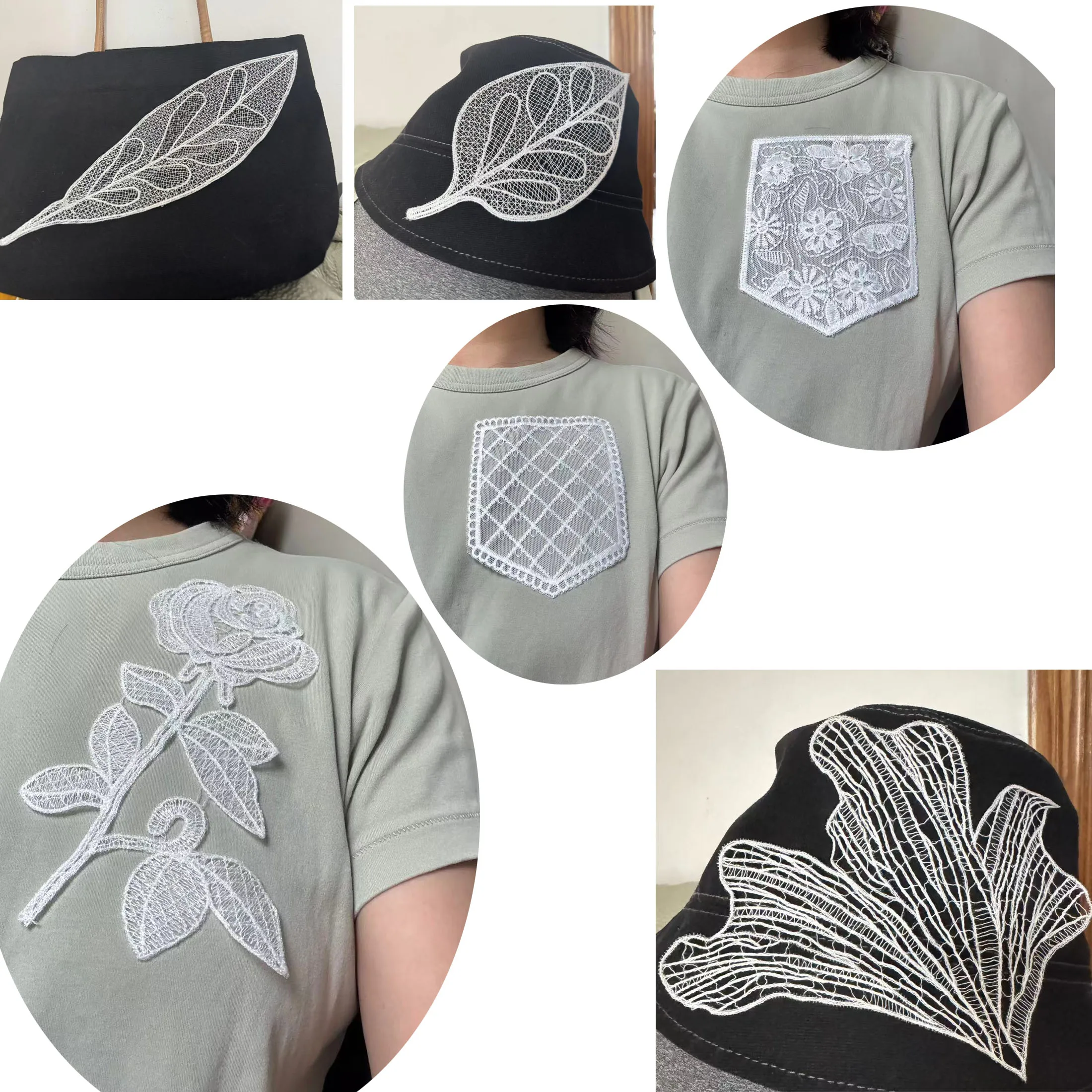 옷을위한 패션 꽃 자수 레이스 패치 수 놓은 로리타 포켓 Applique parches bordados para