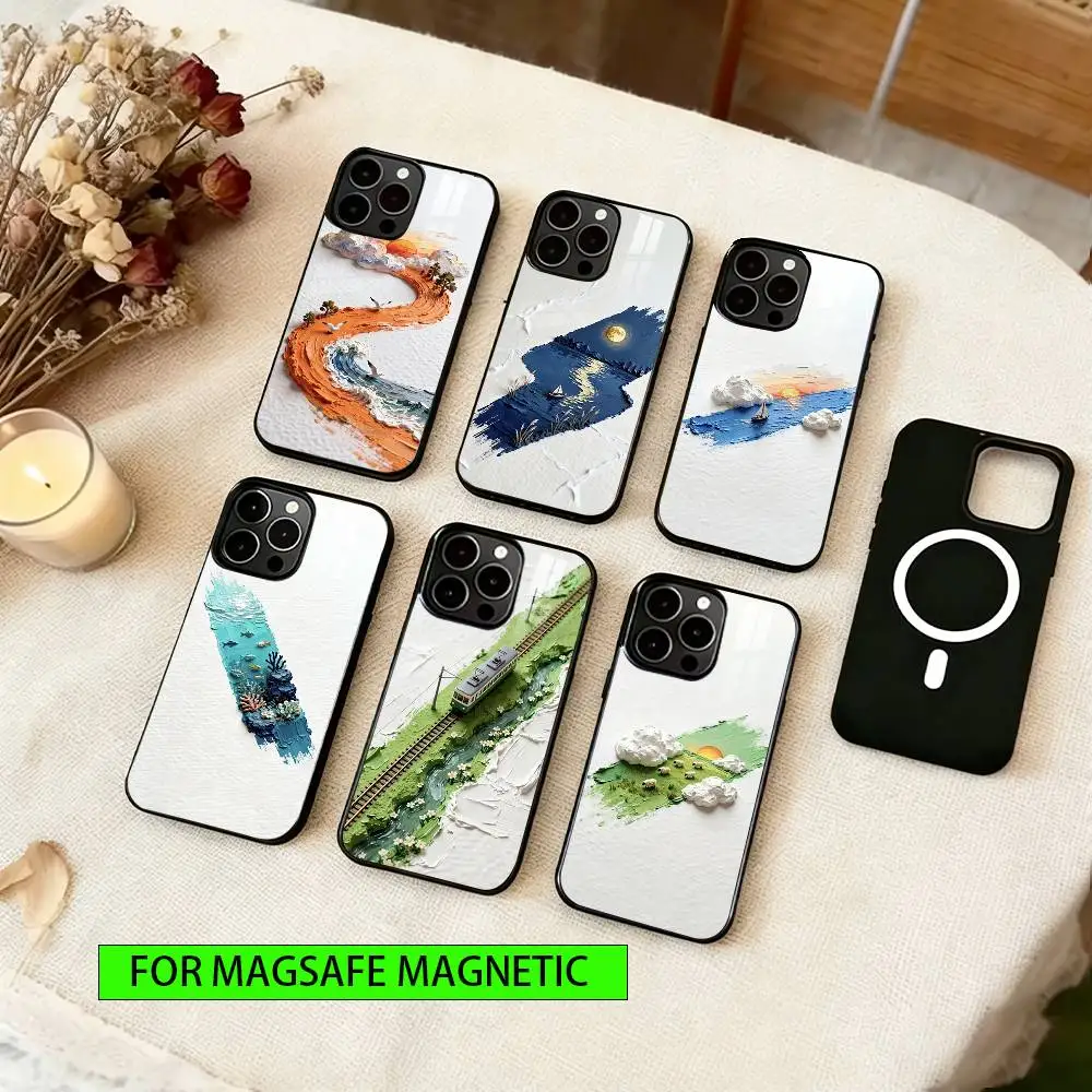 

Monochrome Oil Painting Phone Case For iPhone17,16,15,14,13,12,11 Plus,Pro Magnetic with Magsafe Wireless Charging