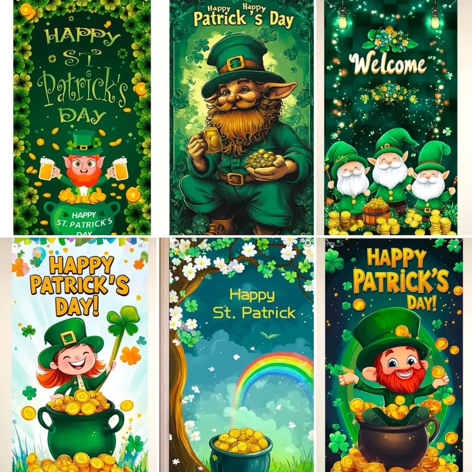 

Green St. Patrick's Day Theme Decoration Background Ireland Lucky Clover Festival Porch Decoration Party Photography Background