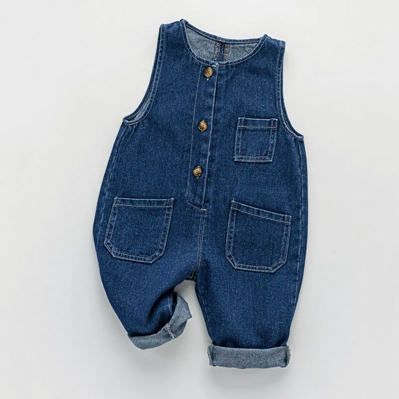 Korean Style Children\'s Denim Overalls Girls Boys Suspenders Loose Casual Style Jumpsuits Spring Autumn All-match trousers