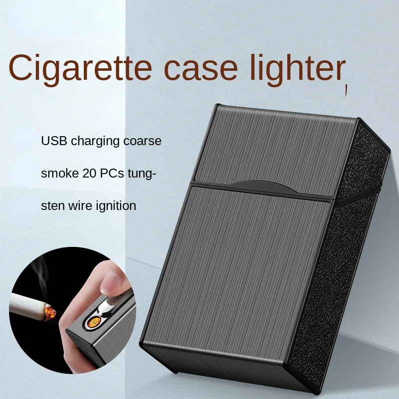 20 Thick Cigarette Case Tungsten Wire Igniter USB Charging Lighter Outdoor Waterproof and Moisture proof Electronic Lighters New view 5