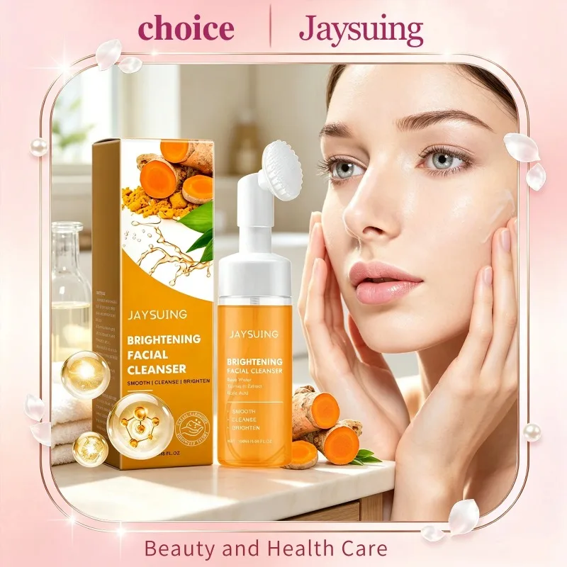 Jaysuing Turmeric Kojic Acid Cleansing Mousse Unclog Pores Blackhead Acne Remove Acne Marks Shrink Pores Facial Cleansing Milk