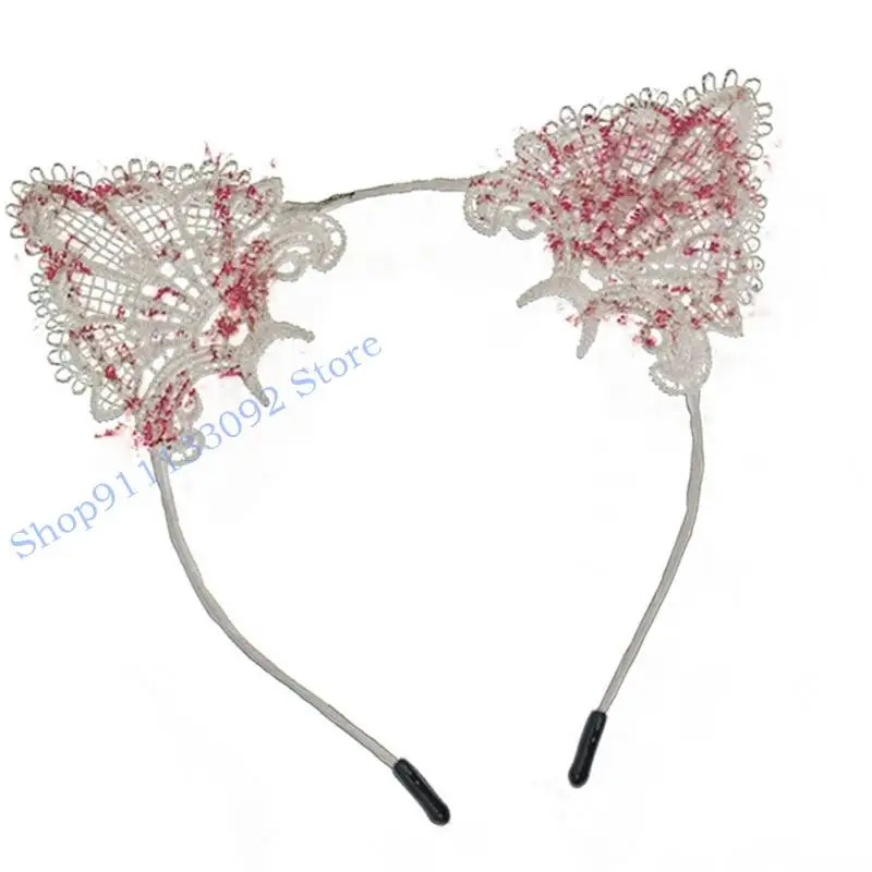 H9ED กิ๊บติดผมหูแมวแบบปรับเปลี่ยนได้ Impermeable การเฉลิมฉลองวันฮาโลวีนเพิ่มเติมทุกยุค