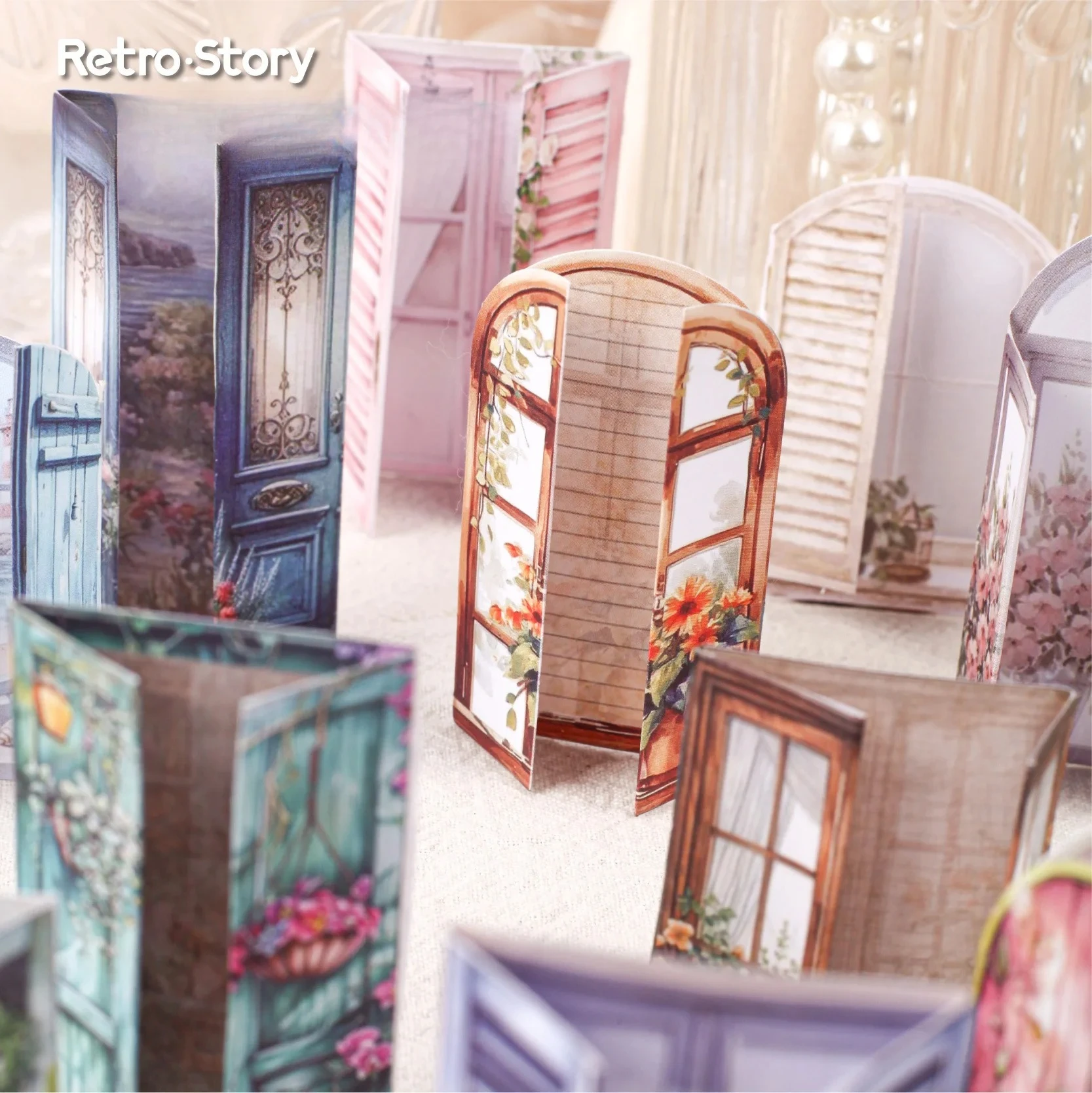 1pack/2pack Handbook Material Stickers Collection Light Vintage Window Organs 10pcs Per Pack  Door and Window Themed Time