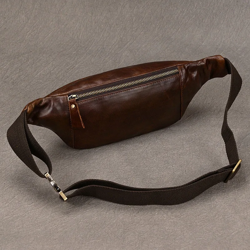 Sac banane en cuir véritable pour homme, petit sac banane, sac de ceinture, sacs de poitrine multifonctions, sac à main à bandoulière, poudres de téléphone, voyage