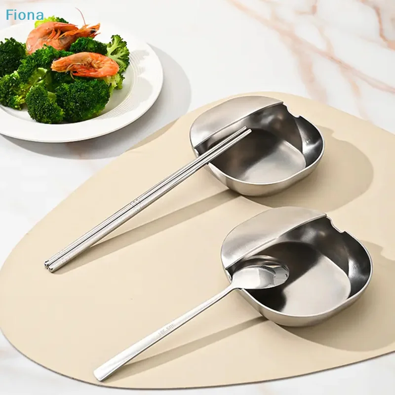 ✄Thickened Stainless Steel Spoon Holder - Kitchen Utensil Tray, Separate Compartment Spoon Rest for Cooking Utensils