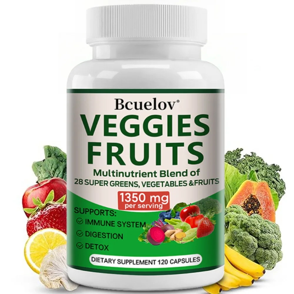 28 Super Fruits and Veggies Capsules, Powerful Antioxidant, Supports Energy, Immune Health, Boosts Digestive Health